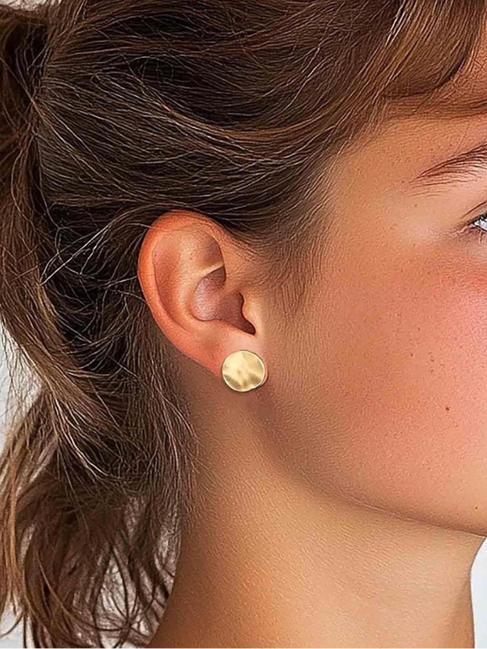 Irregular Gold Disc Stud Earrings